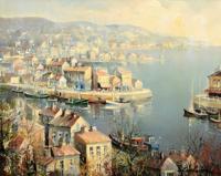 Lucien Delarue Painting, Harbor Scene - Sold for $1,125 on 04-23-2022 (Lot 100).jpg